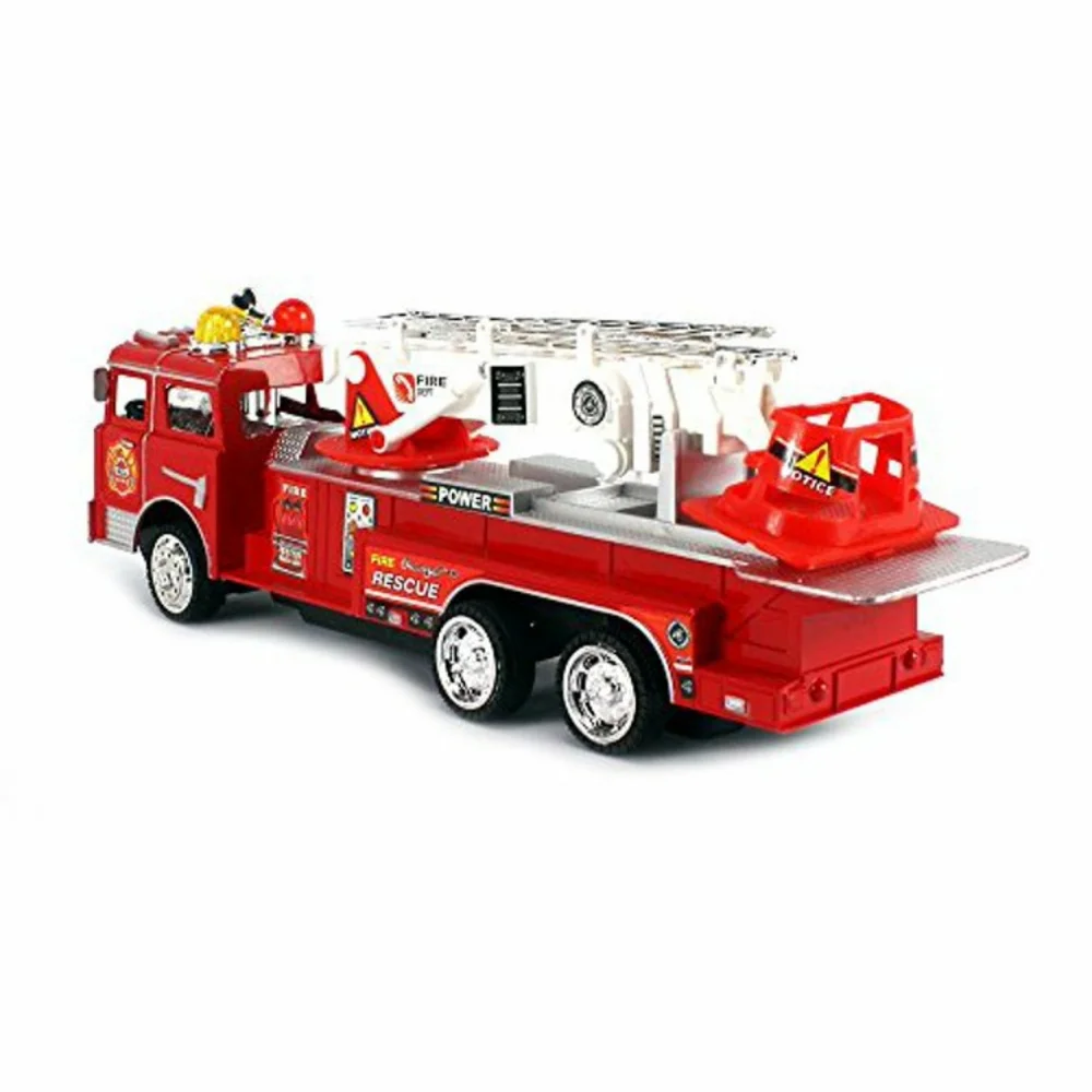 POWER FIRE DEPT. RESCUE BATTERY OPERATED BUMP AND GO TOY TRUCK W/ SOUND, 360°